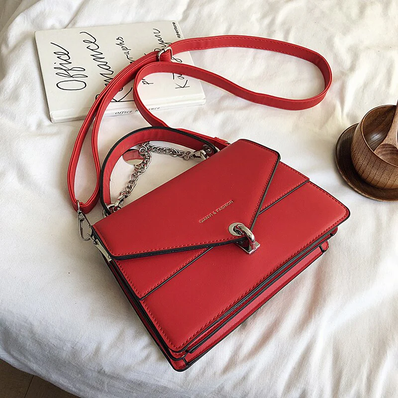 deanwangkt Girls Small Square Bag  New Chains Handbag Women Casual Wild Shoulder Bag Lock Tide Bag Diagonal Female Bag Black - Deanwangkt