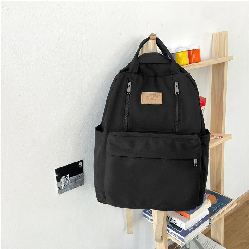 Back To School Winter Multifunction Double Zipper Women Backpack Teenager Girls Laptop Backpack Student Shoulder Bag Korean Style School Bag - Deanwangkt