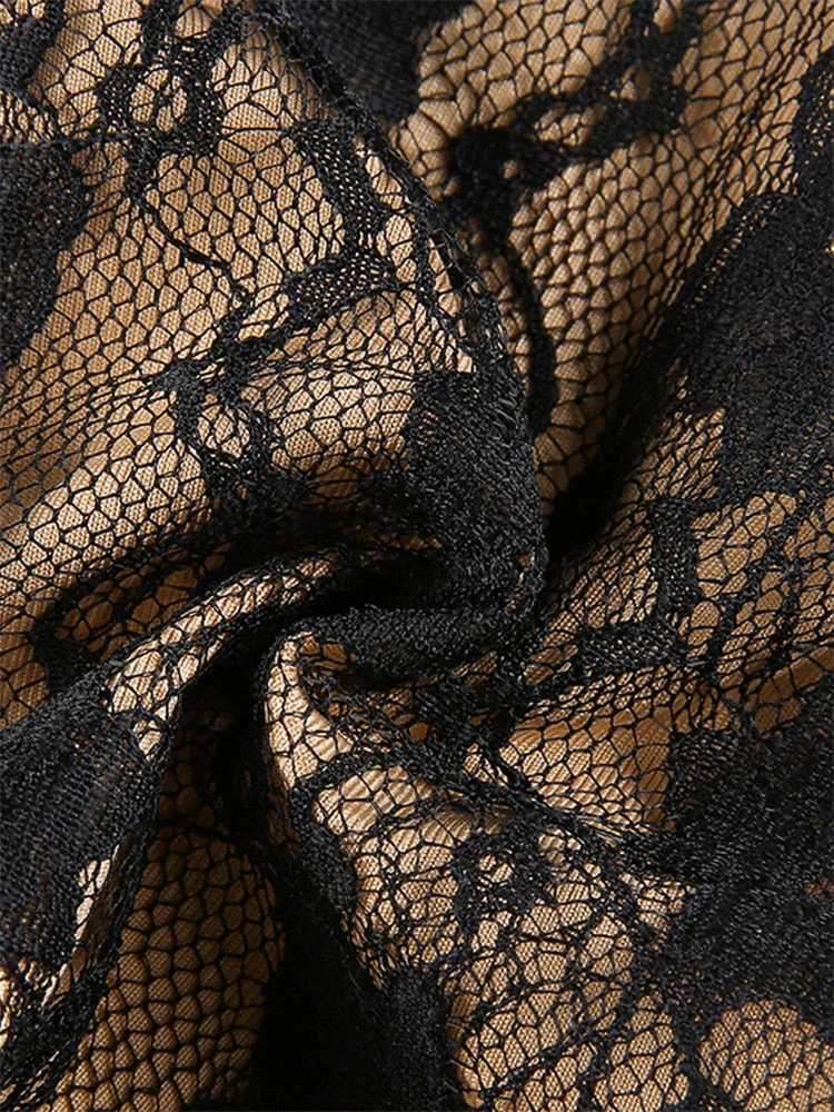 deanwangkt Goth Aesthetic Lace Crop Tops Women Back Zip Up Dark Academia E Girl Clothes Double Layer V Neck Sexy Cami Top - Deanwangkt