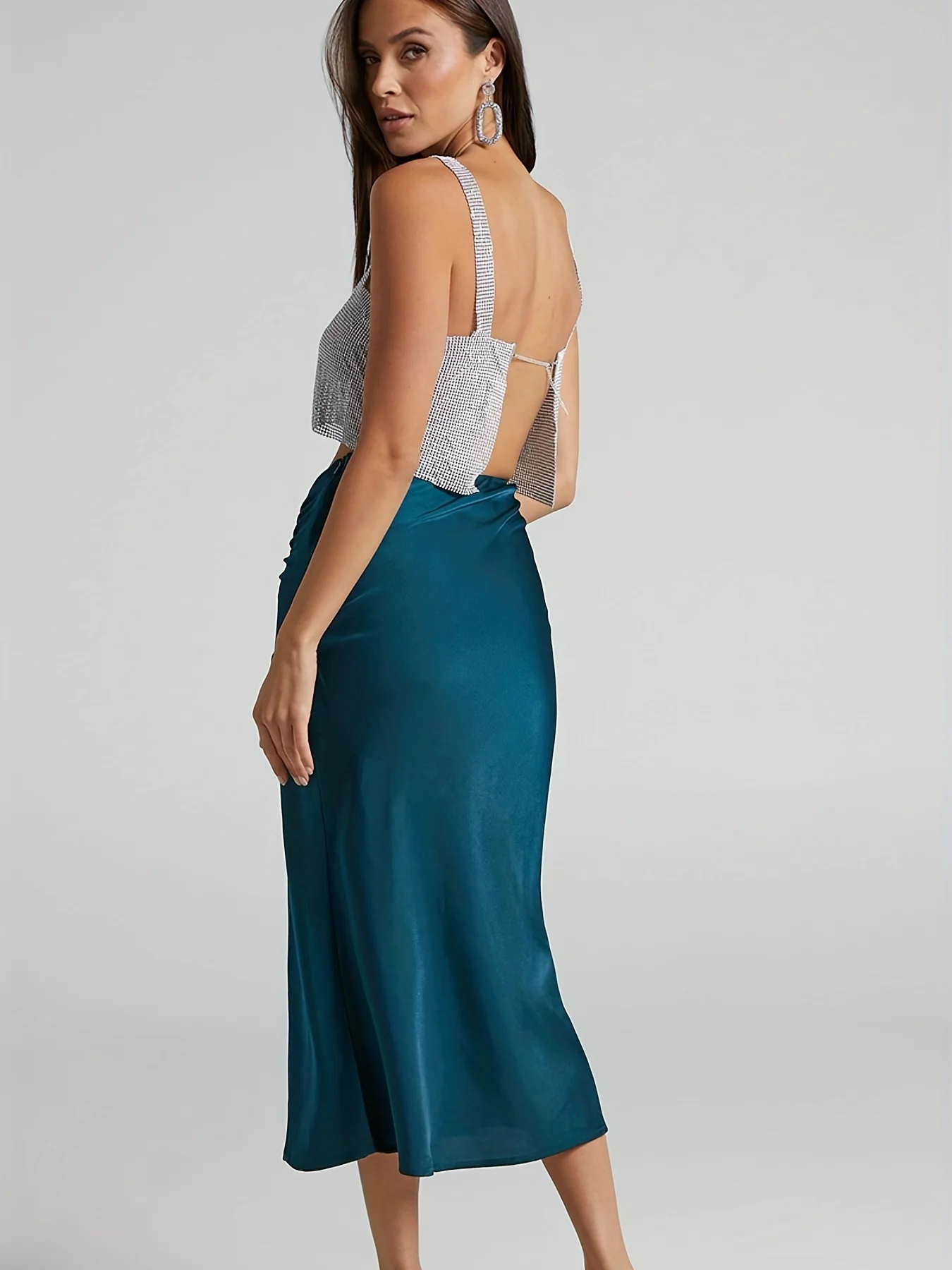 Solid Drawstring Ruched Skirt, Casual High Waist Skirt For Spring & Summer, Women's Clothing - Deanwangkt