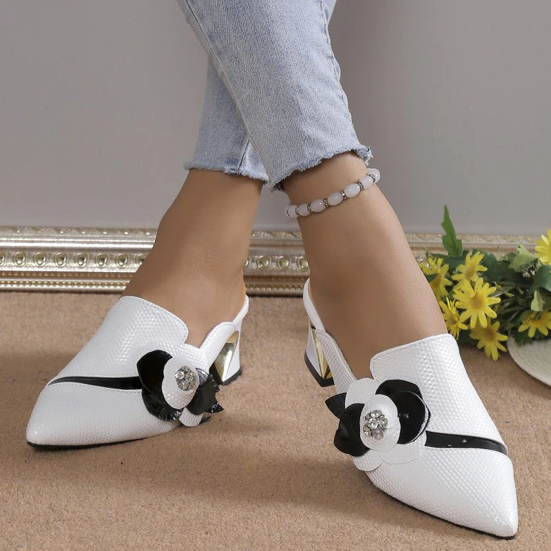 deanwangkt - White Casual Patchwork Pointed Out Door Wedges Shoes (Heel Height 2.75in) - Deanwangkt