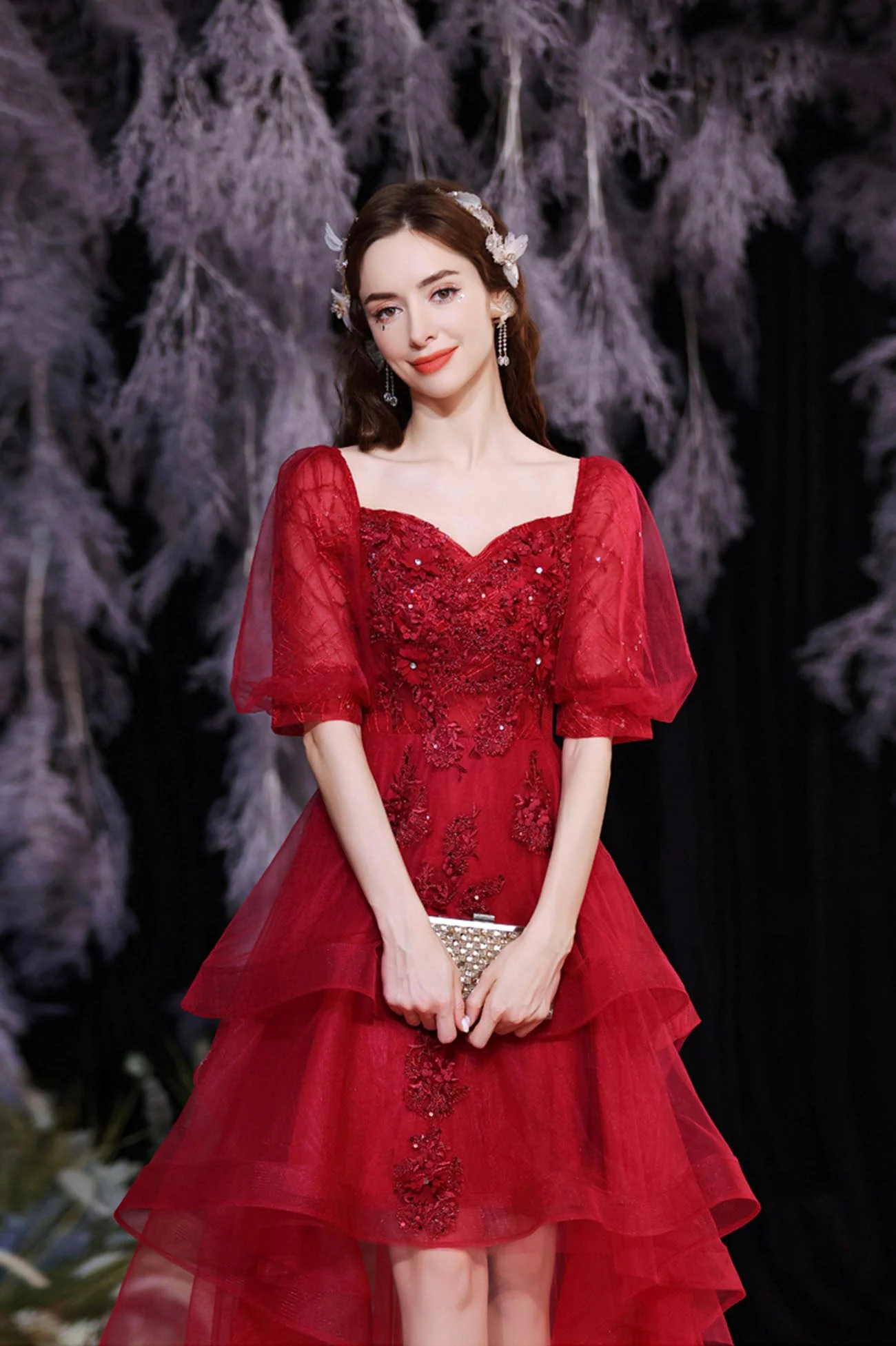 solvbao Red Lace High Low Party Dresses, A-Line Homecoming Dresses - Deanwangkt