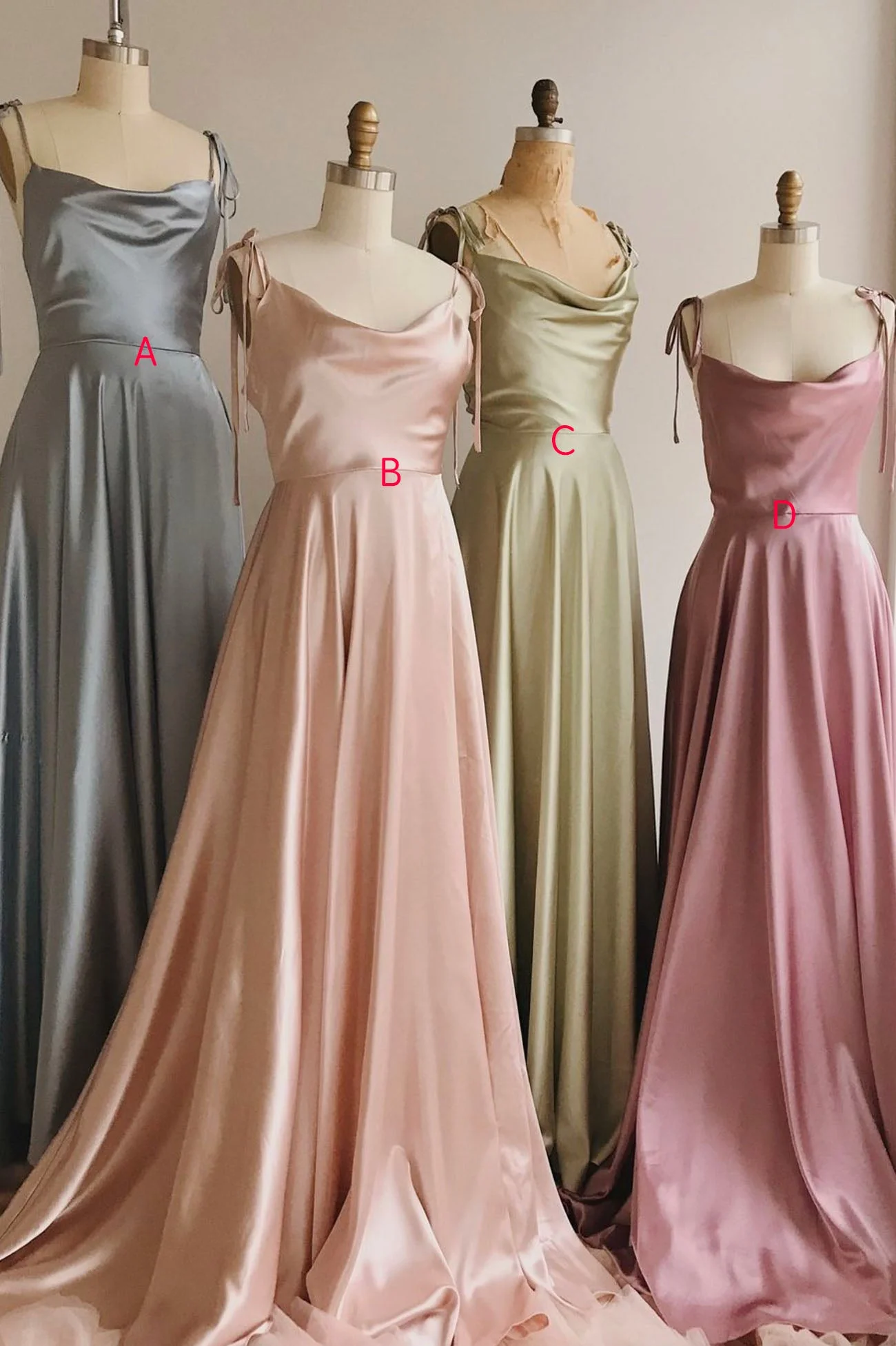 solvbao Simple Satin Long Prom Dresses, A-Line Spaghetti Straps Party Dresses - Deanwangkt