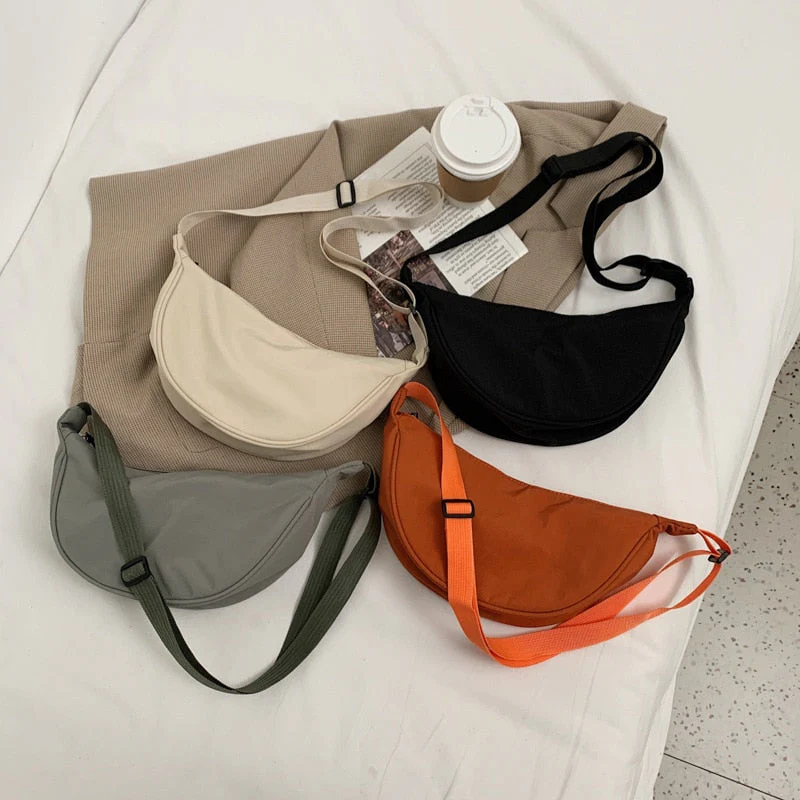 deanwangkt  nylon messenger bag women's new trendy dumpling bag lightweight small shoulder bag armpit bag simple shoulder canvas bag - Deanwangkt