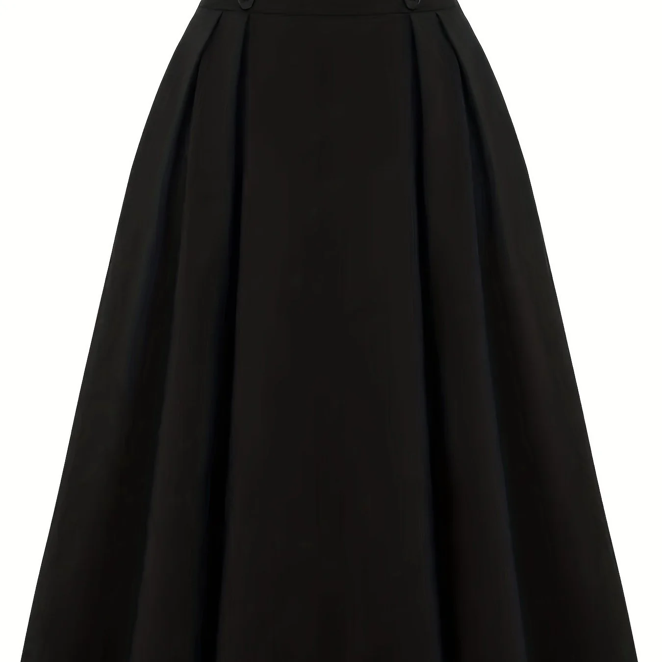 deanwangkt Versatile Solid Pleated Skirts, Elegant Button Front High Waist Skirts, Women's Clothing - Deanwangkt