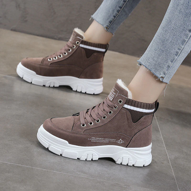 DEANWANGKT Ladies Casual Shoes Lace-Up Fashion Sneakers Platform Snow Boots Winter Women Boots Warm Plush Women's Shoes  Zapatos De Mujer - Deanwangkt