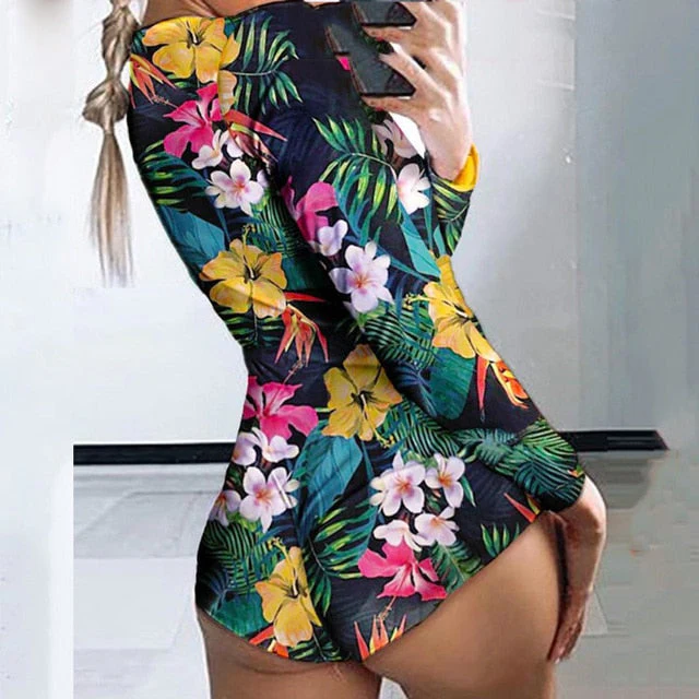 deanwangkt Rabbit V-neck Cute Long Sleeve Bodycon Bodysuit for Women Fall Winter Sexy Spandex Jumpsuits Ladies Lovely Romper Clothes - Deanwangkt