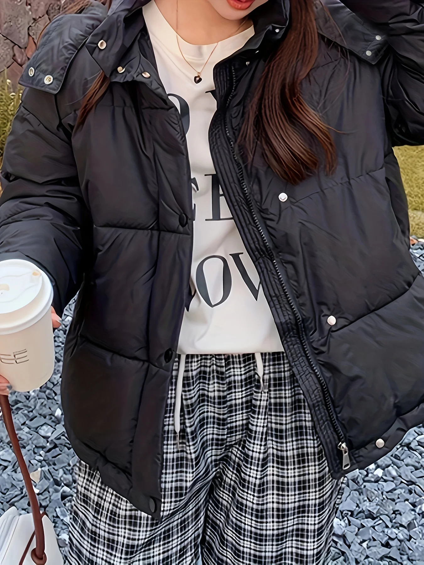 deanwangkt-1  Zip Up Hooded Warm Coat, Casual Solid Long Sleeve Winter Outerwear, Women's Clothing - Deanwangkt