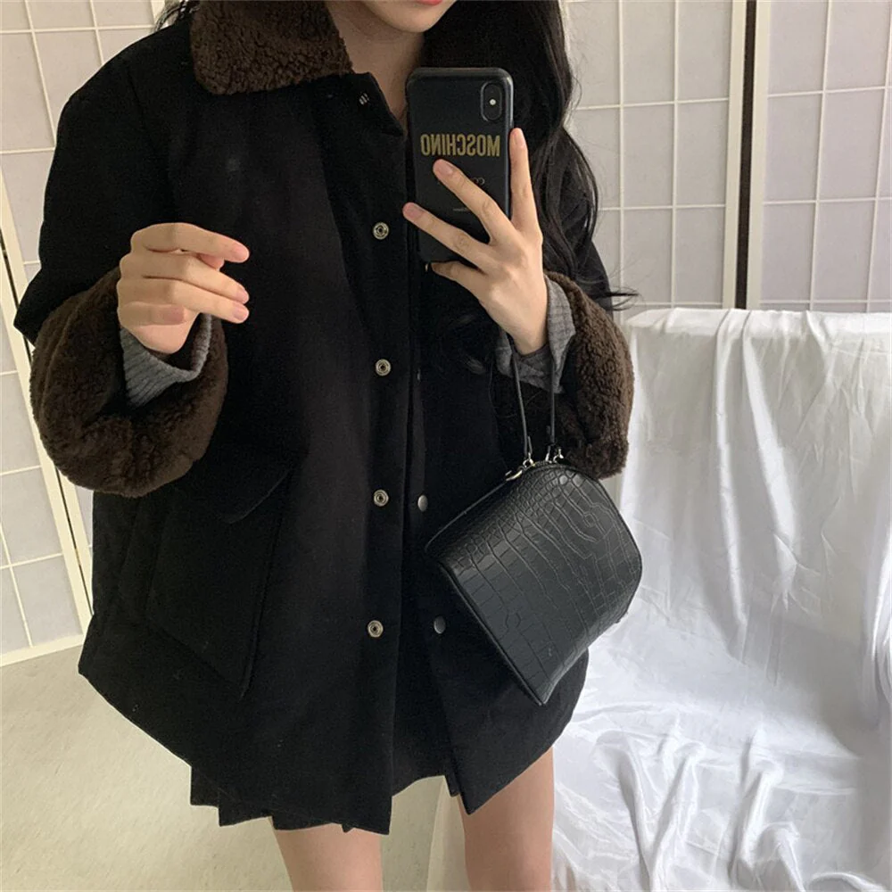 deanwangkt  Lambswool Retro Coats Fashion Thicken Elegant Warm Hot  Winter High Street New Casual All Match Loose Jackets - Deanwangkt