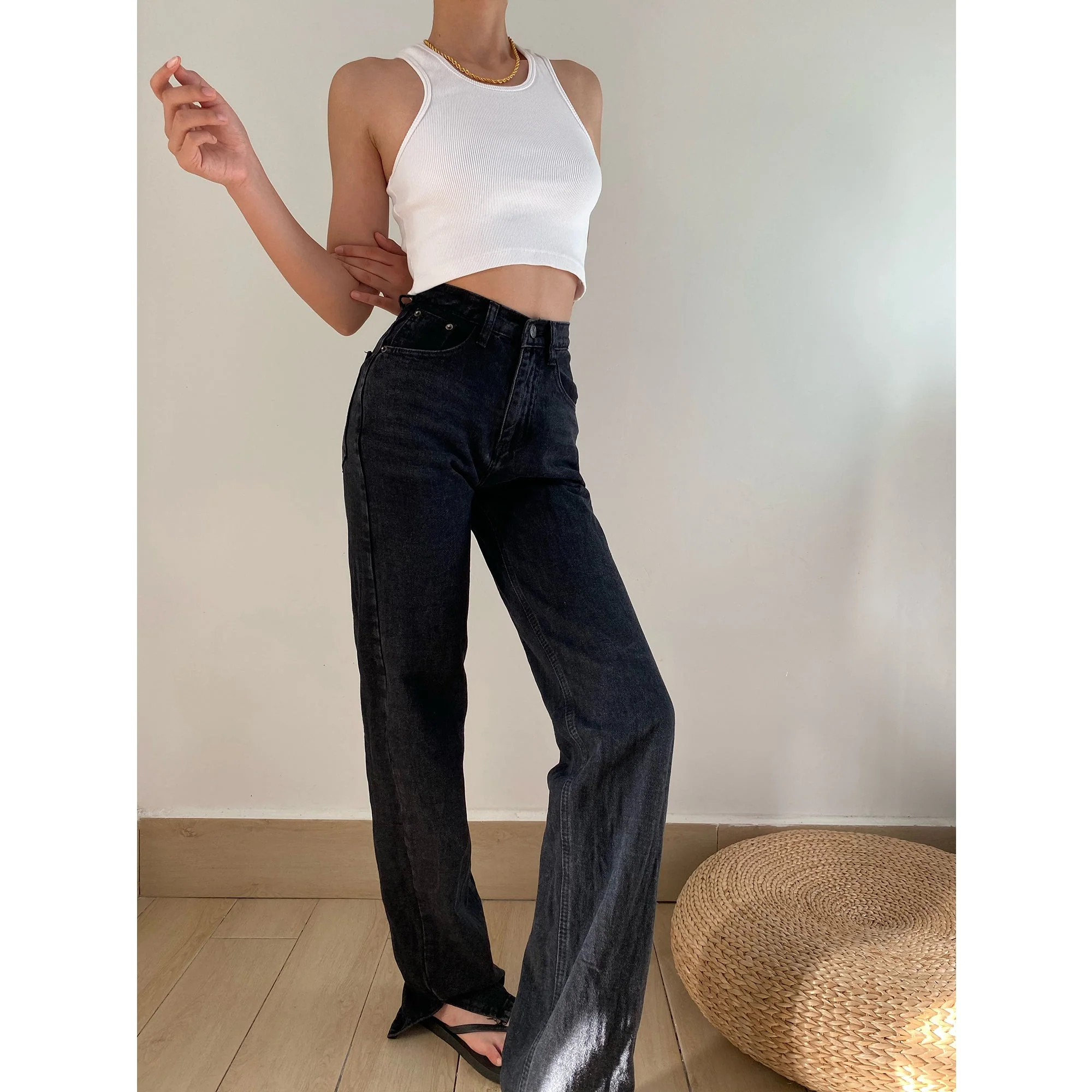 deanwangkt - Kodi Split Denim Jeans - Deanwangkt