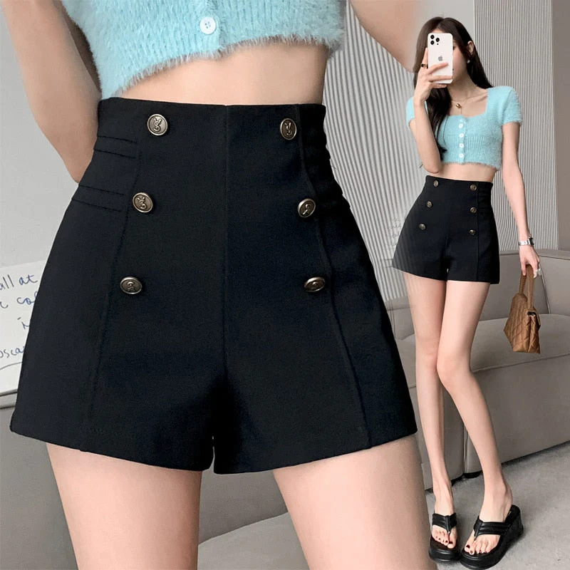 deanwangkt Girls Fashion Casual Kawaii Sexy Black High Waisted Booty Shorts for Women Clothes Female Woman OL Summer Outerwear Ladies Pants - Deanwangkt