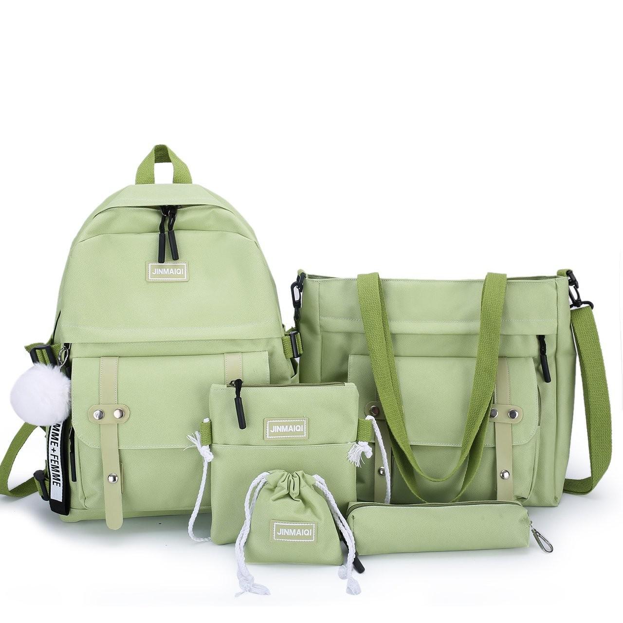 deanwangkt 5 pcs sets canvas Schoolbags For Teenage Girls Women Backpacks Laptop keychain School Bags Travel Bagpack Mochila Escolar - Deanwangkt