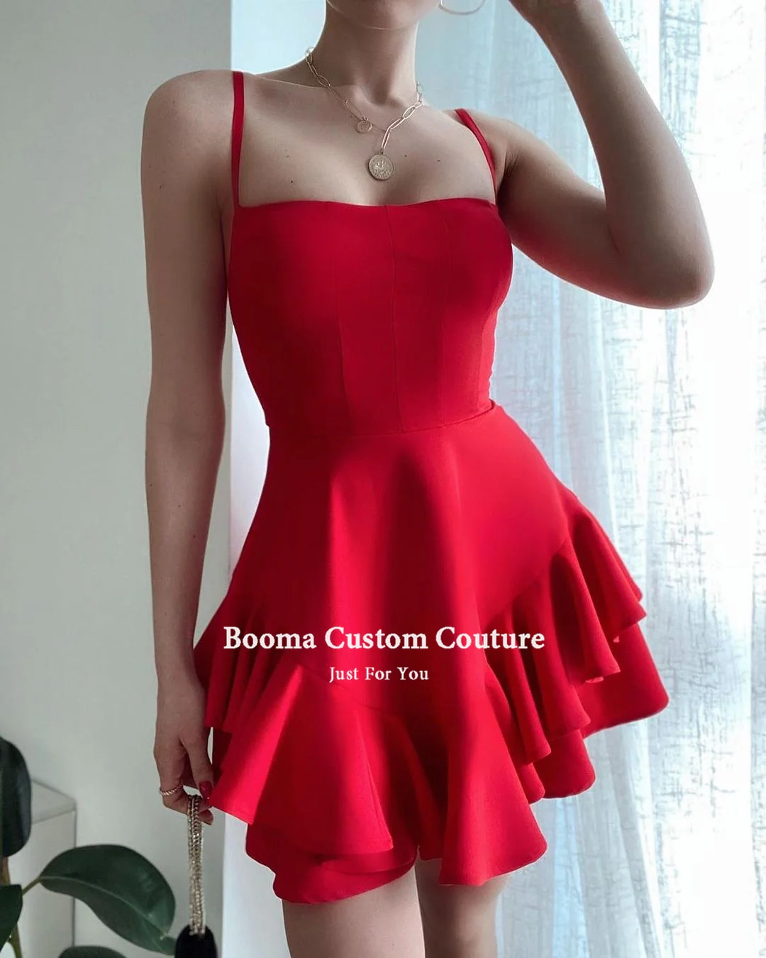 DEANWANGKT Lavender Mini Prom Dresses Spaghetti Straps Ruffles Above Knee Satin Homecoming Dresses Clubbing Short Graduation Dresses - Deanwangkt