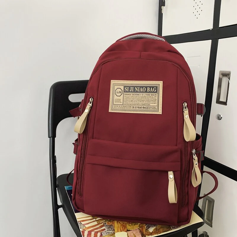 BACK TO COLLEGE   Fashion Solid Waterproof Mochila High School Large Bookbag for Boys Girls Schoolbag Women Shoulder Rucksack Black Men - Deanwangkt