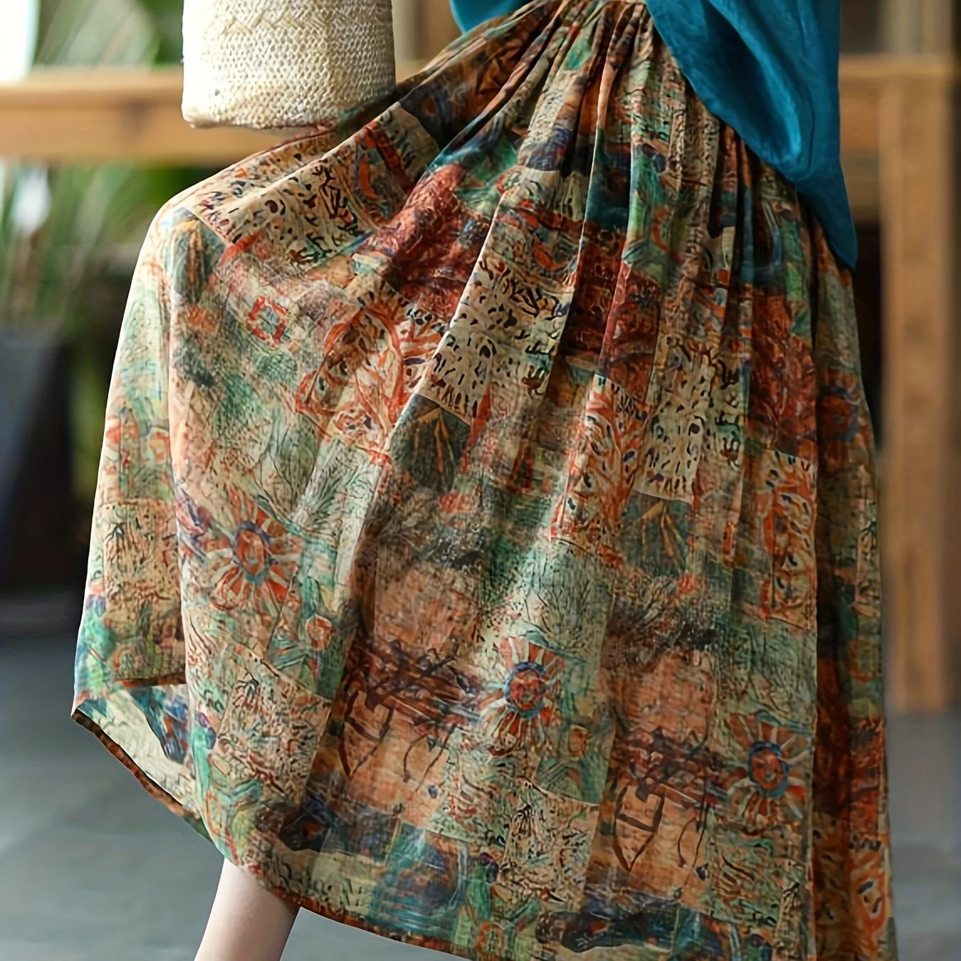 deanwangkt-1 All Over Print Pleated Skirt, Casual Elastic Waist Every Day Skirt, Women's Clothing - Deanwangkt