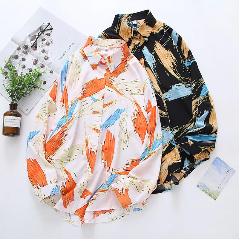 deanwangkt print ladies shirts casual loose Women's Blouses  Spring Autumn Long Sleeve Shirts Tops Blusas Mujer - Deanwangkt