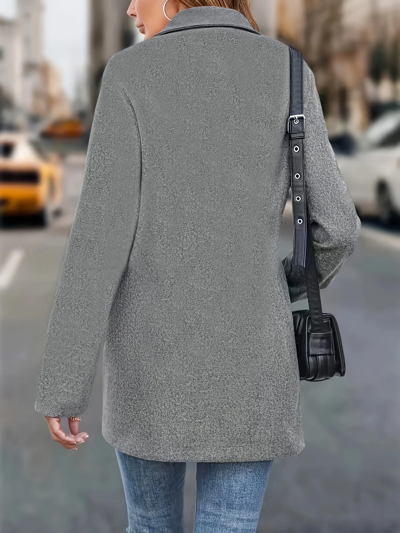 Slanted Zipper Fall & Winter Jacket, Casual Solid Long Sleeve Outerwear, Women's Clothing - Deanwangkt