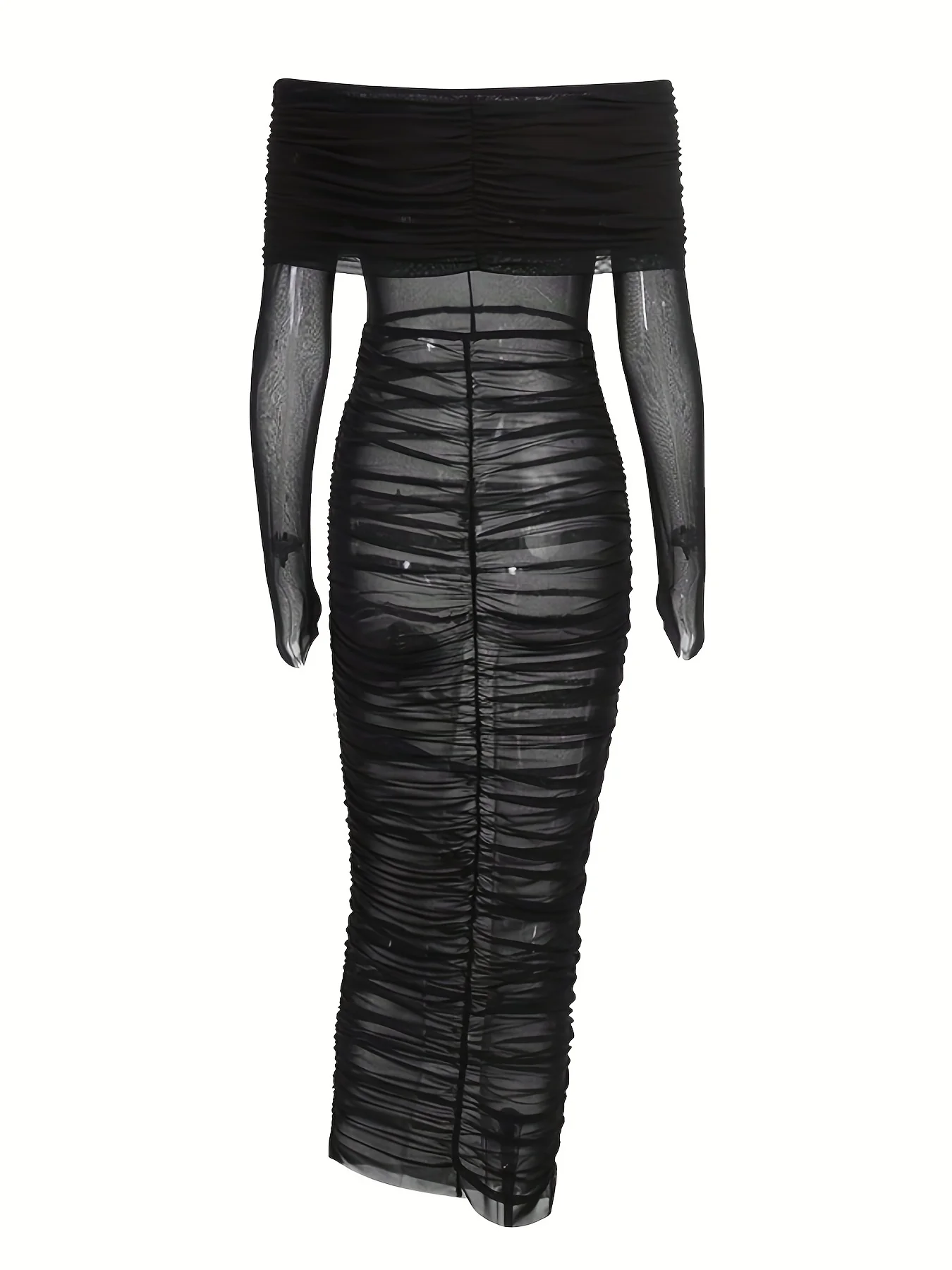 Off Shoulder Mesh Maxi Dress, Dress For Party, Club, Bar, Women's Clothing - Deanwangkt