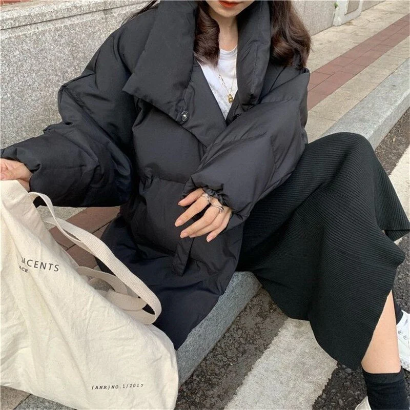 deanwangkt  new warm padded jacket for men women Korean loose down cotton parkas student bread thickening coat winter simple streetwear - Deanwangkt