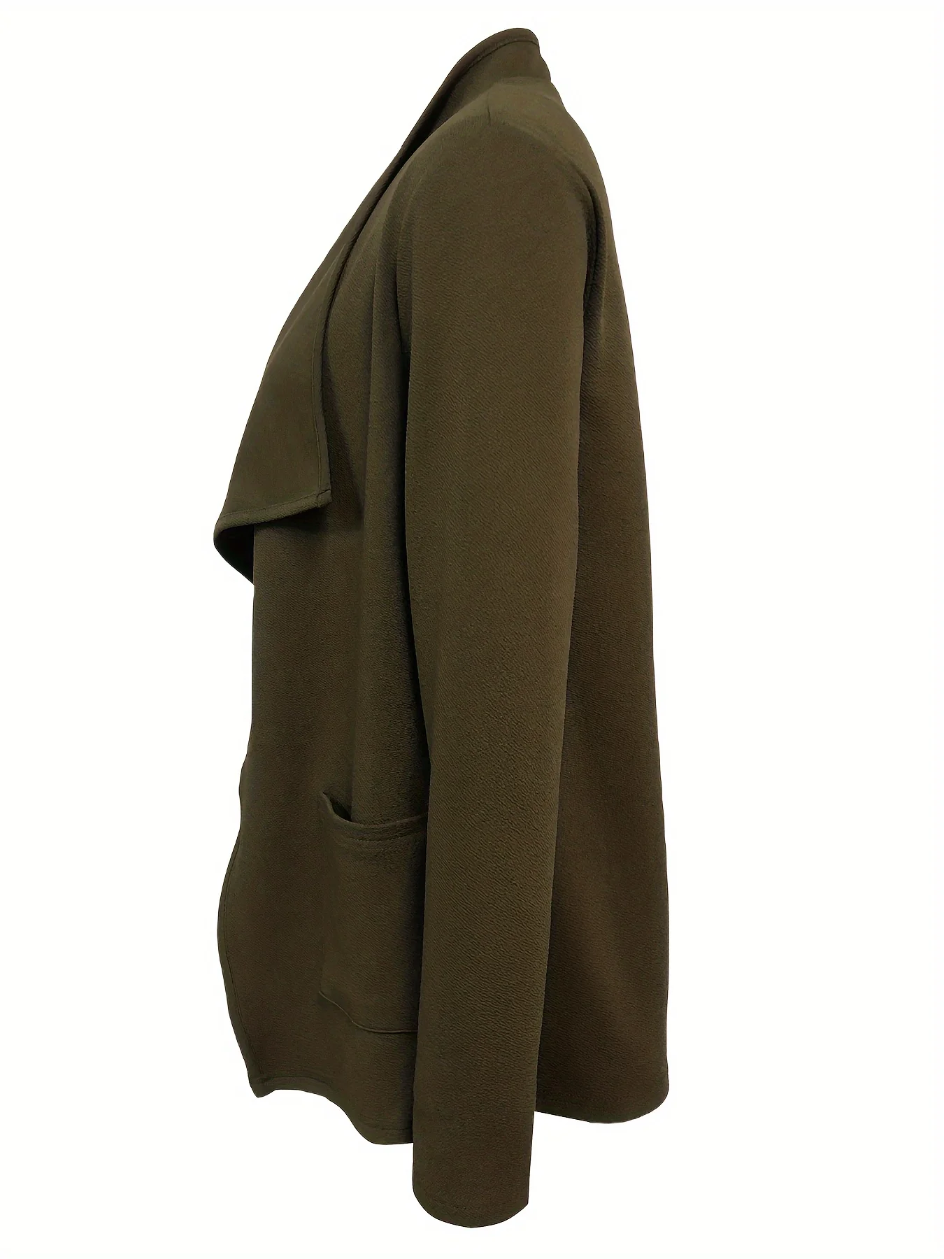 Solid Lapel Patched Pockets Jacket, Versatile Open Front Jacket For Spring & Fall, Women's Clothing - Deanwangkt