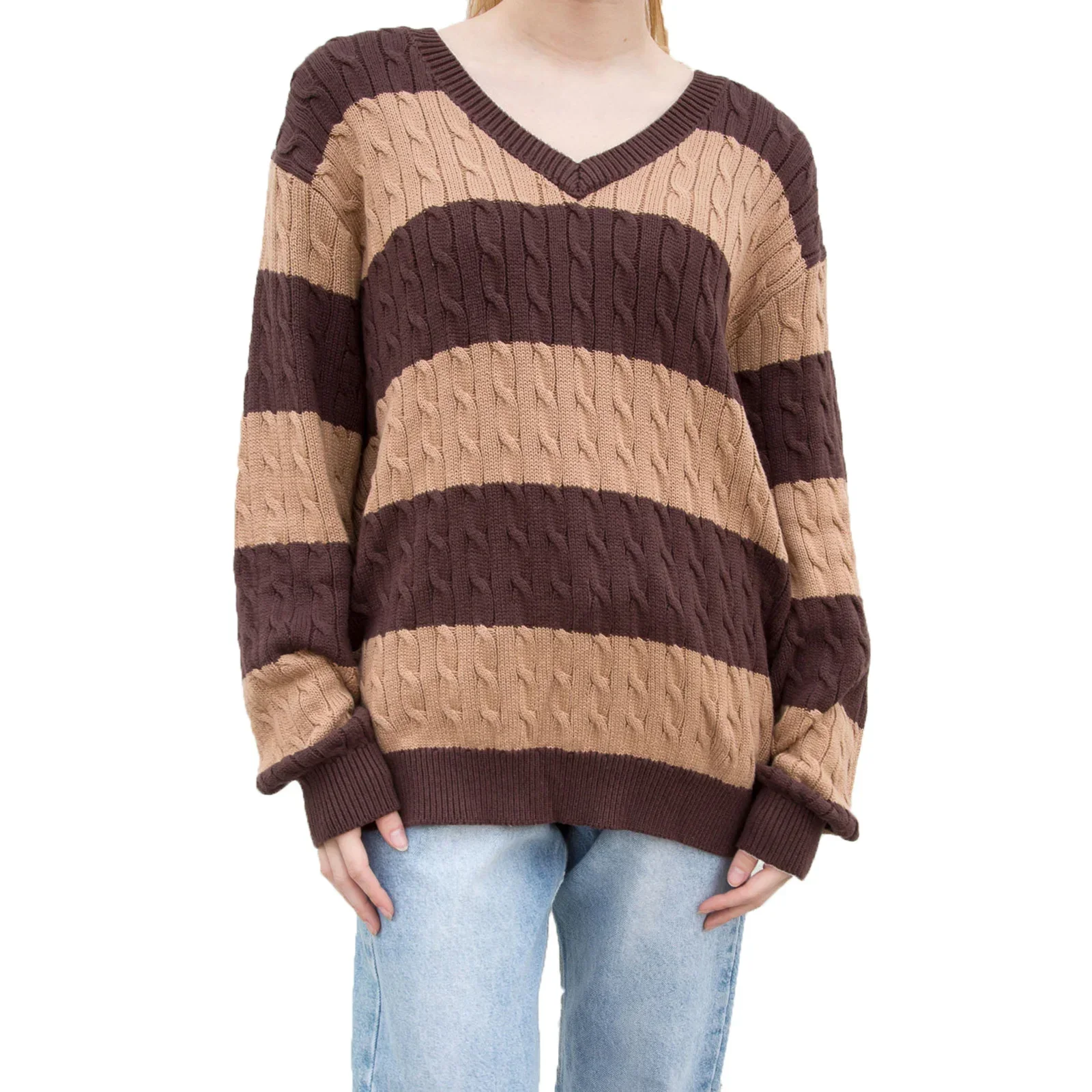 deanwangkt women loose knitted sweater Star Pattern Pullovers Ladies Round Collar Long Sleeve Knitwear Jumpers Y2k Clothes Streetwear - Deanwangkt