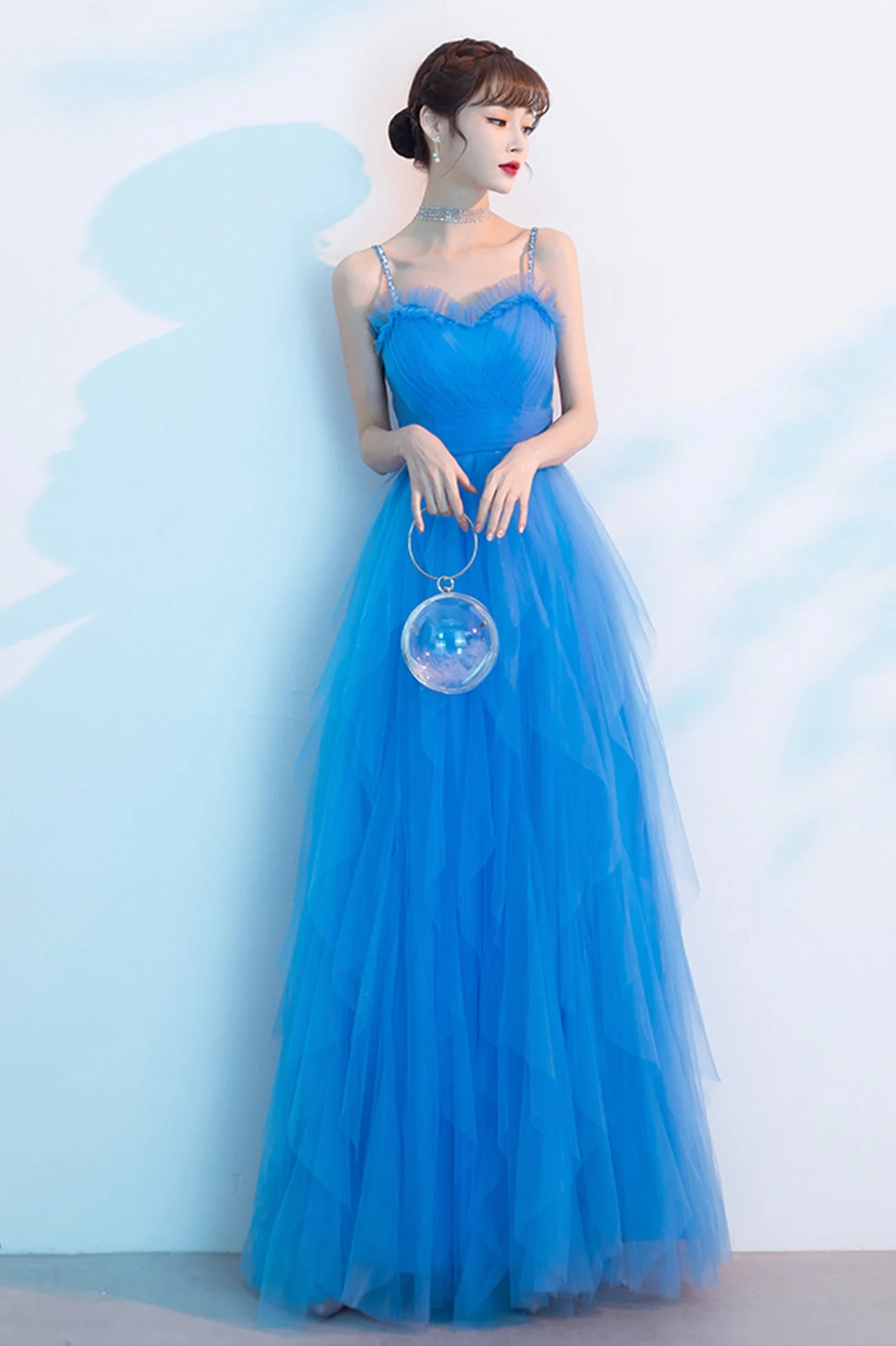 solvbao Blue Tulle Long Prom Dresses, A-Line Evening Dresses - Deanwangkt