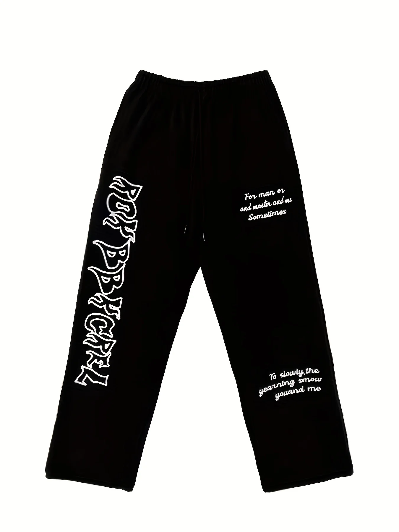 deanwangkt-1  Letter Print Casual Sporty Pants, Loose Fit Drawstring Elastic Waist Sports Trousers, Women's Activewear - Deanwangkt