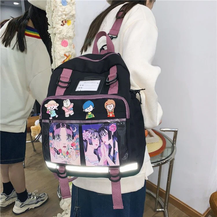 deanwangkt Multifunctional Japanese Style Kawaii Backpack Nylon Shoulder Bag School Girls Tote Bag Crossbody Bag Large-capacity School Bags - Deanwangkt