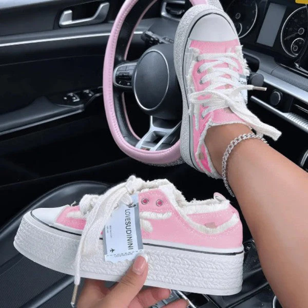 deanwangkt - Pink Casual Patchwork Frenulum Contrast Round Comfortable Out Door Shoes - Deanwangkt