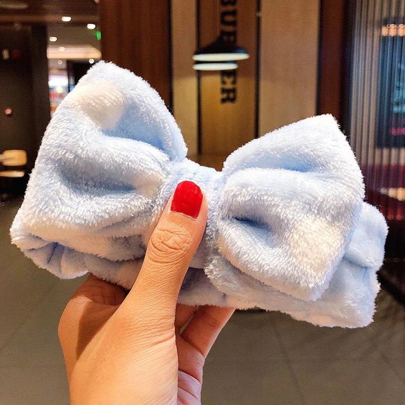 Wash Face Hair Holder Hairbands Soft Warm Coral Fleece Bow Animal Ears Headband For Women Girls Turban Fashion Hair Accessories - Deanwangkt