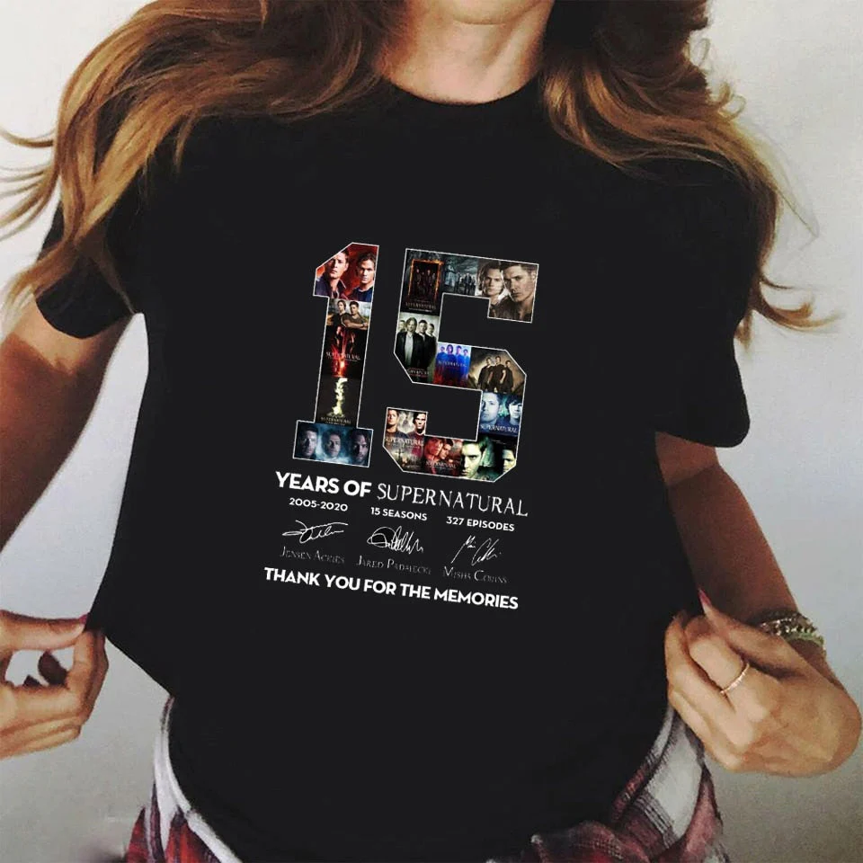 Wenkouban Women Tshirt Camisas Mujer Plus Size Aesthetic Graphic Supernatural T Shirt Tops Tees15 Years Of Supernatural 2005 Print - Deanwangkt