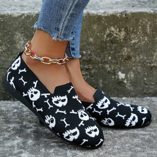 deanwangkt - Halloween Black Casual Patchwork Round Comfortable Shoes - Deanwangkt