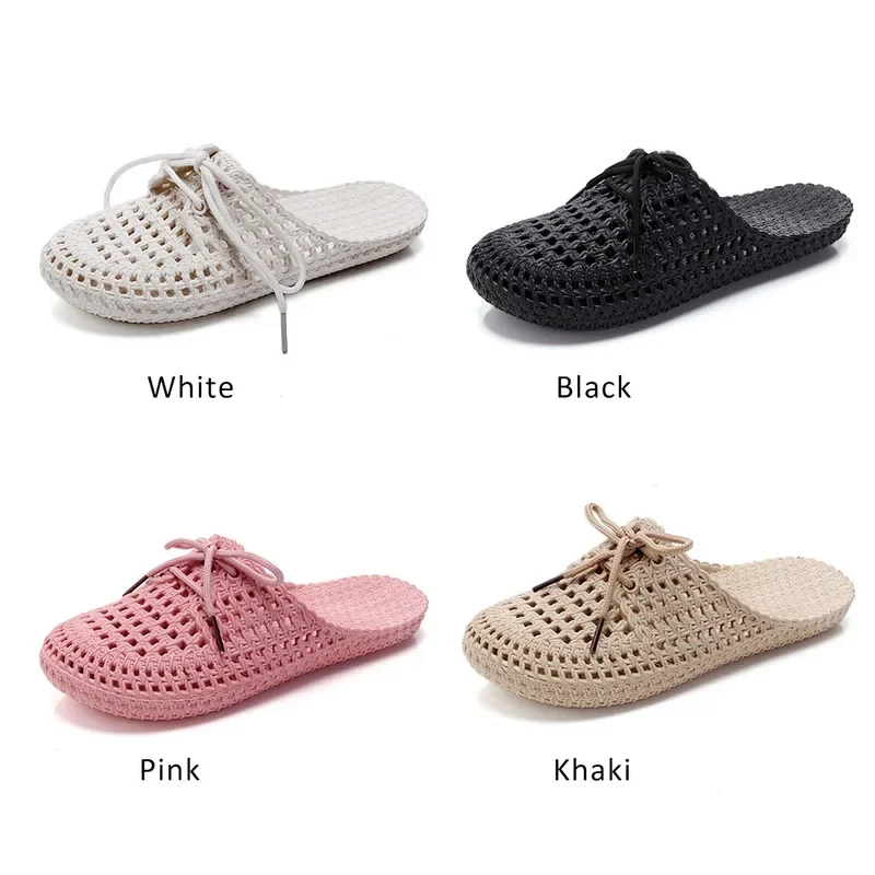 deanwangkt Women's Flip-flops Summer Shoes for Women Sandals Fashion Hollow Out Breathable Beach Shoes Lace-up Ladies Slippers Sandals - Deanwangkt