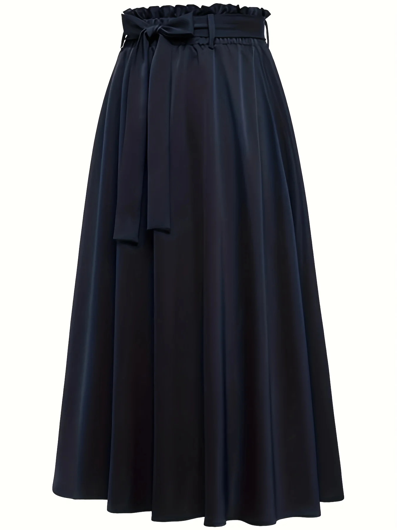 Solid Belted Maxi Skirts, Elegant Pleated Versatile Skirts, Women's Clothing - Deanwangkt