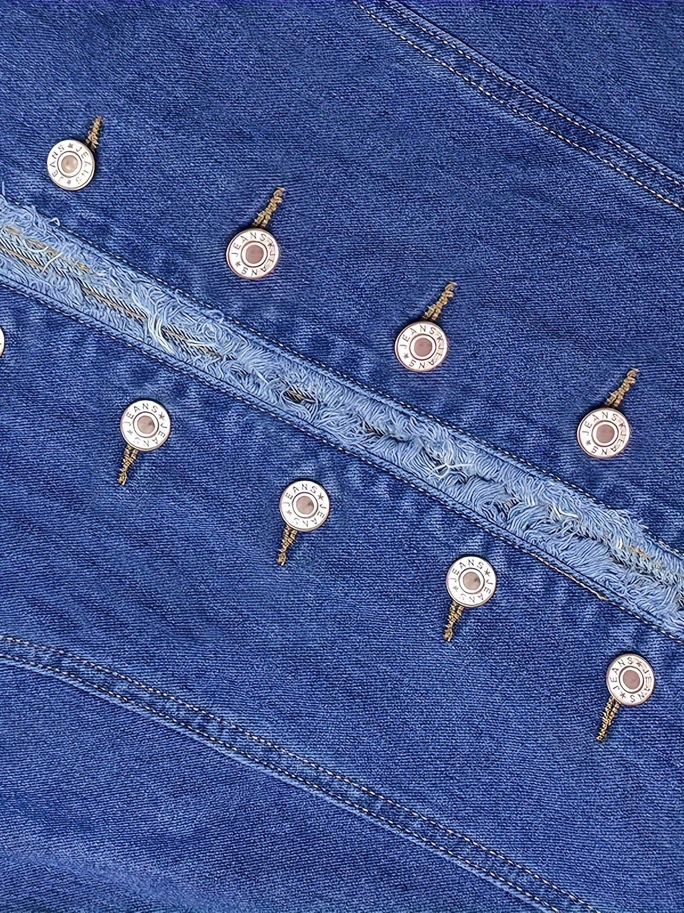 deanwangkt Long Sleeves Casual Denim Jacket, Mock Neck Single Breasted Button Slimming Denim Coat, Women's Denim Clothing - Deanwangkt