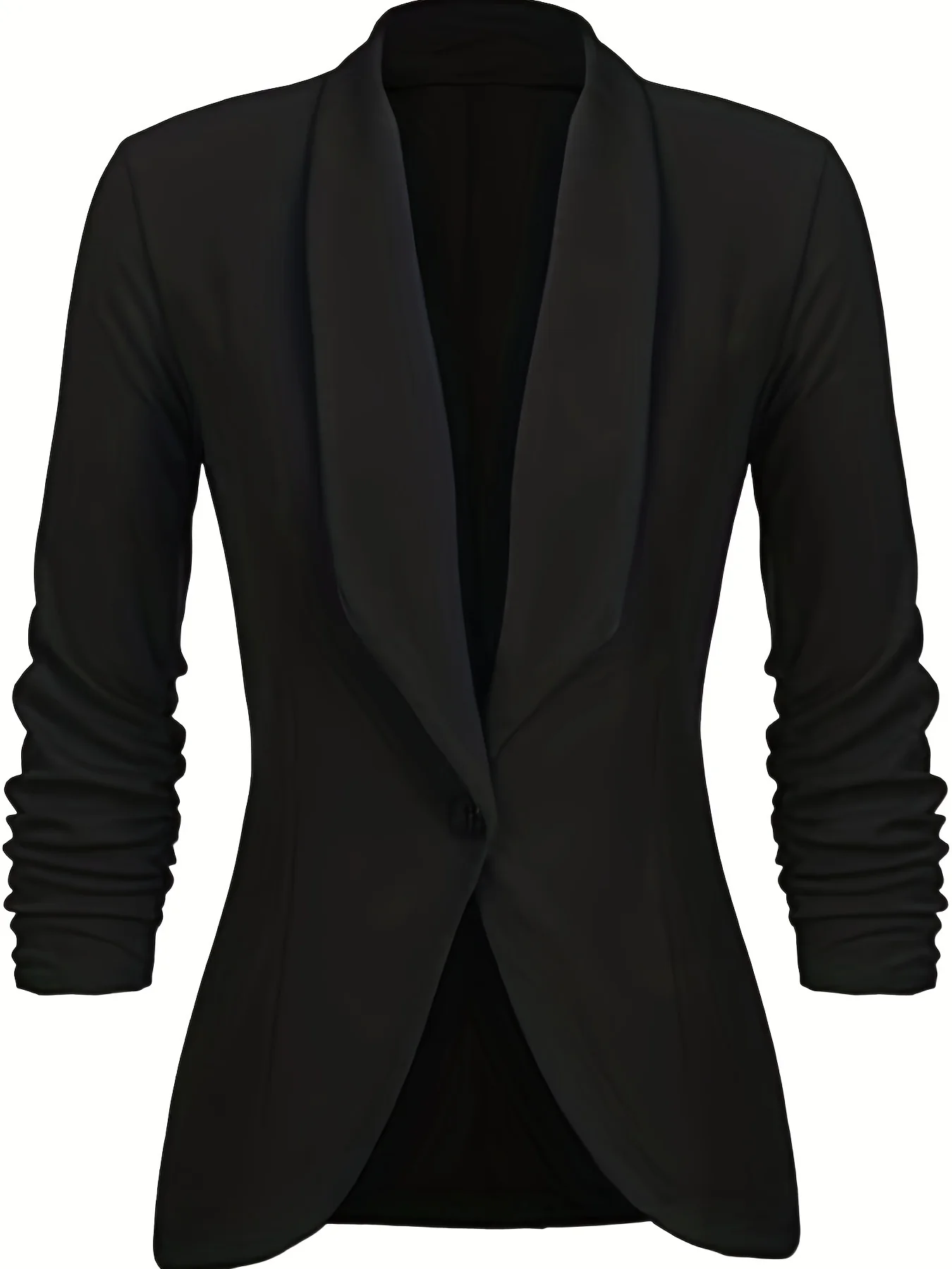 deanwangkt-1 Solid Lapel Long Sleeve Blazer Jacket, Casual Commuter Office Lightweight Outerwear, Women's Clothing - Deanwangkt