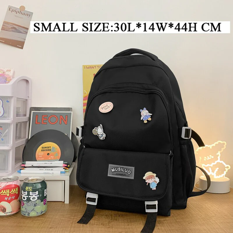 Back to school  Cute Girl Waterproof Backpack Fashion Travel Women Mochila Rucksack Nylon Bookbag for Teens Schoolbag Black Laptop Bag - Deanwangkt