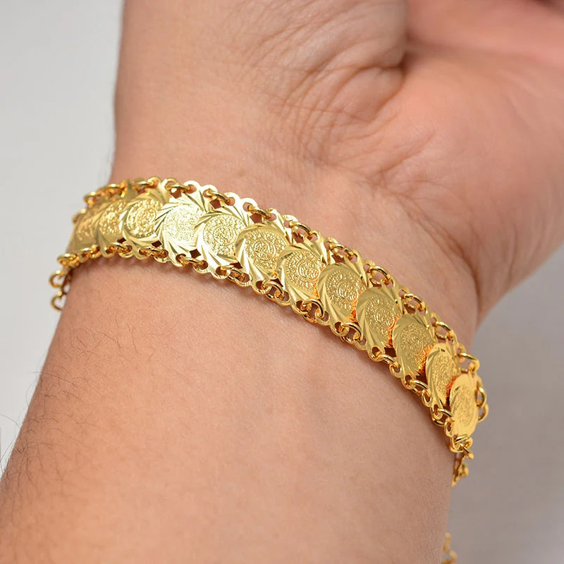 deanwangkt  Gold Color Coins Bangles&Bracelets For Women Men Money Coin Bracelet Islamic Muslim Arab Middle Eastern Jewelry African Gifts - Deanwangkt