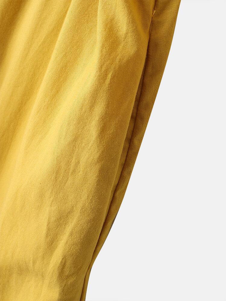 deanwangkt Women Cotton Square Collar Drawstring Waist Elegant Midi Dress with Side Pockets - Deanwangkt