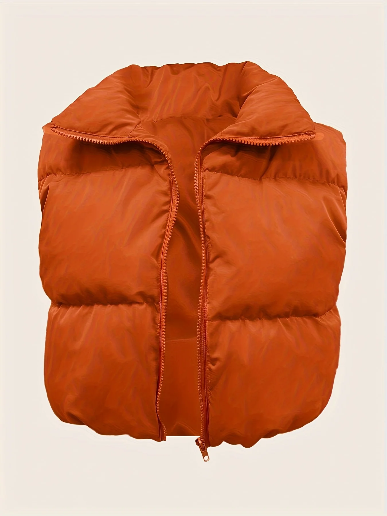 deanwangkt High Neck Zip Up Vest Coat, Casual Solid Sleeveless Outerwear, Women's Clothing - Deanwangkt