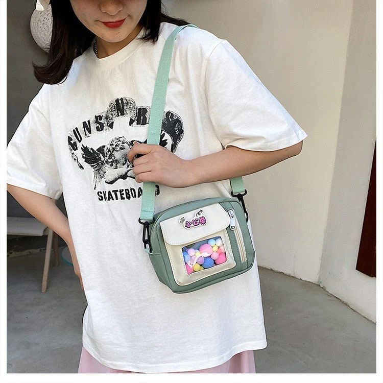 deanwangkt Cute Small Bag Women With Transparent Pocket Crossbody Bags Women Mini Shoulder Bag Nylon Bag Women Bolsa Feminina Phone Bags - Deanwangkt
