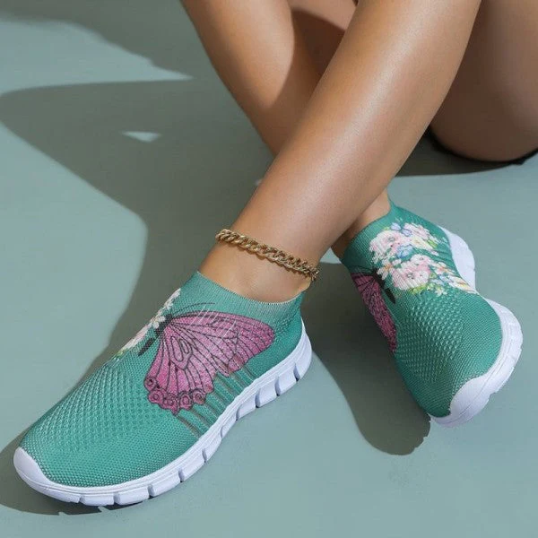 deanwangkt - Cyan Casual Patchwork Printing Round Comfortable Shoes - Deanwangkt