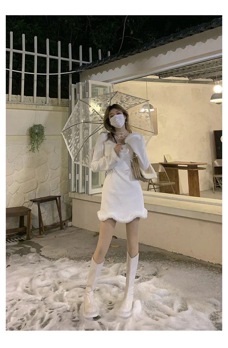 deanwangkt  Winter Sweet Christmas Dress Women Red Kawaii Lolita Party Mini Dresses Warm Korean Night Dresses Ladies Festival Clothing - Deanwangkt