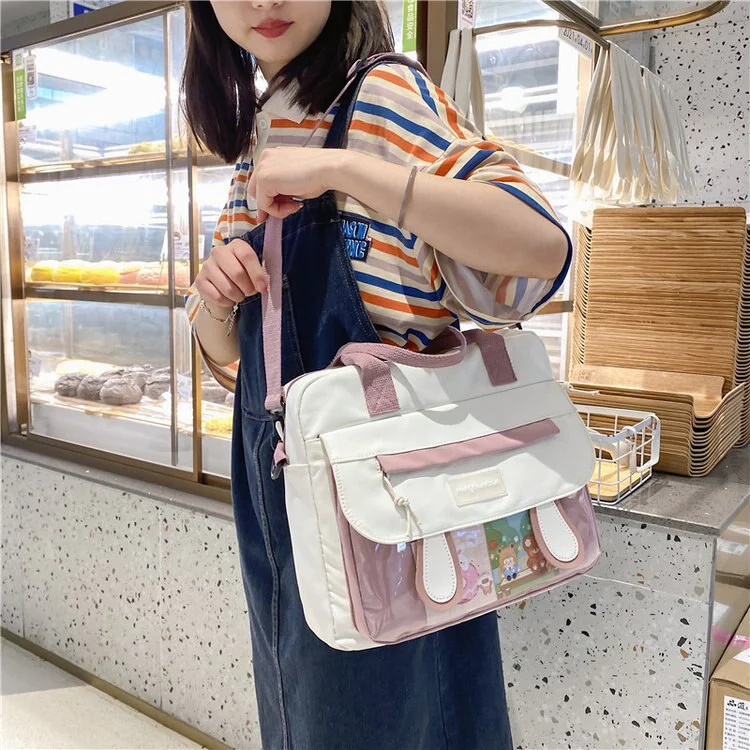 deanwangkt  Japanese Style Big Nylon Bag Women Cute Bunny Ears Crossbody Bag Women Handbags School Student Book Bag Satchels Shoulder Bag - Deanwangkt