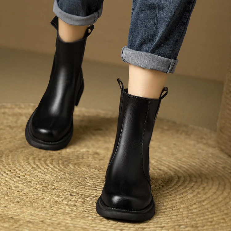 deanwangkt Round Toe Fashion Comfort Boots Shoes Zipper Winter Footwear Boots - Women's Ankle Rubber Women's Autumn Roman Thermal Boots - Deanwangkt