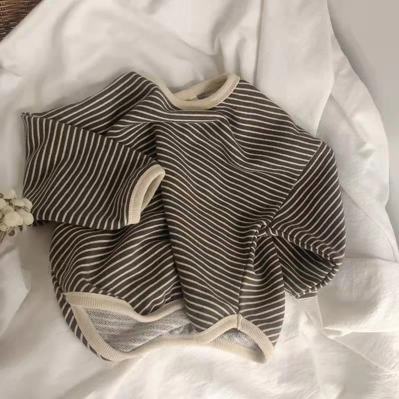 1-8T Cotton Children's Clothing Long Sleeve T-shirts Striped Baby Boy Girl Tops Casual Kids T-shirt Autumn Spring Tee - Deanwangkt