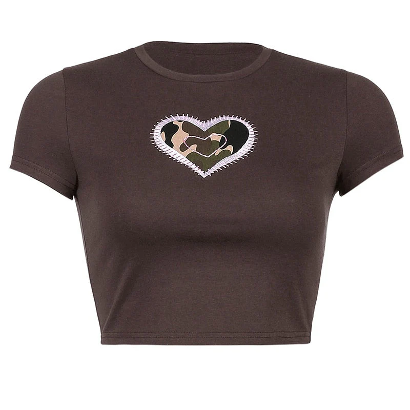 Graphic T Shirts Y2K Top Women Fairy Grunge Short Sleeve T-Shirts Slim Anime Crop Top Streetwear O Neck Tees 90s E-Girl Clothes - Deanwangkt