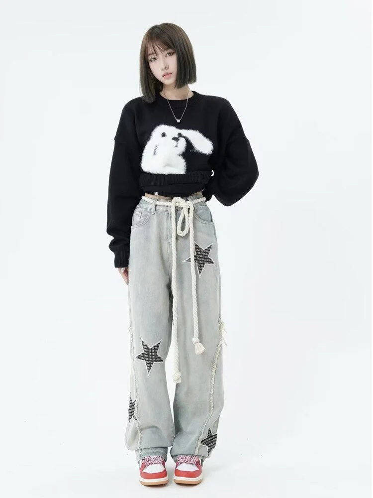 deanwangkt Yellow Mud Color Street Zippered Jeans  Women's High Street Trendy Straight Leg Pants  Slimming Micro Flared Pants - Deanwangkt