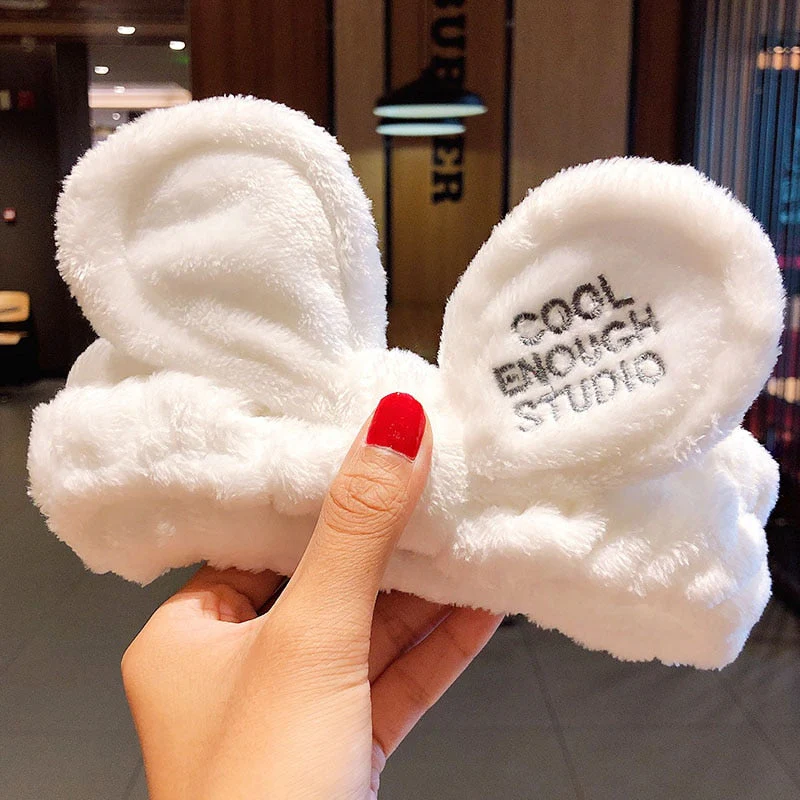 Wash Face Hair Holder Hairbands Soft Warm Coral Fleece Bow Animal Ears Headband For Women Girls Turban Fashion Hair Accessories - Deanwangkt