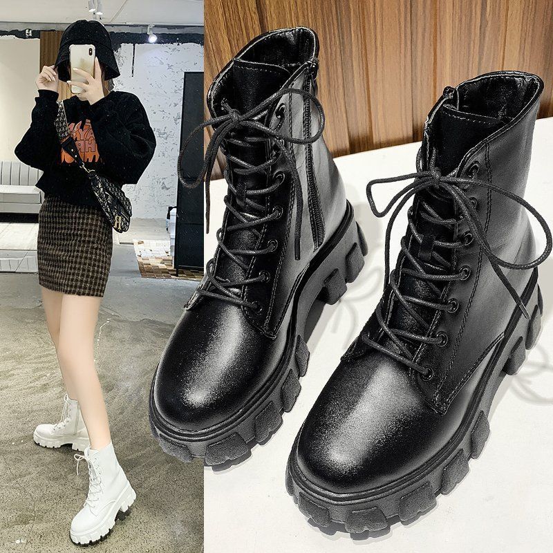 DEANWANGKT Christmas Gift New Thick-soled Genuine Leather Women's Boots Fashion Zipper Convenient Short Boots Autumn Winter Warm Casual Women's Work Boots - Deanwangkt